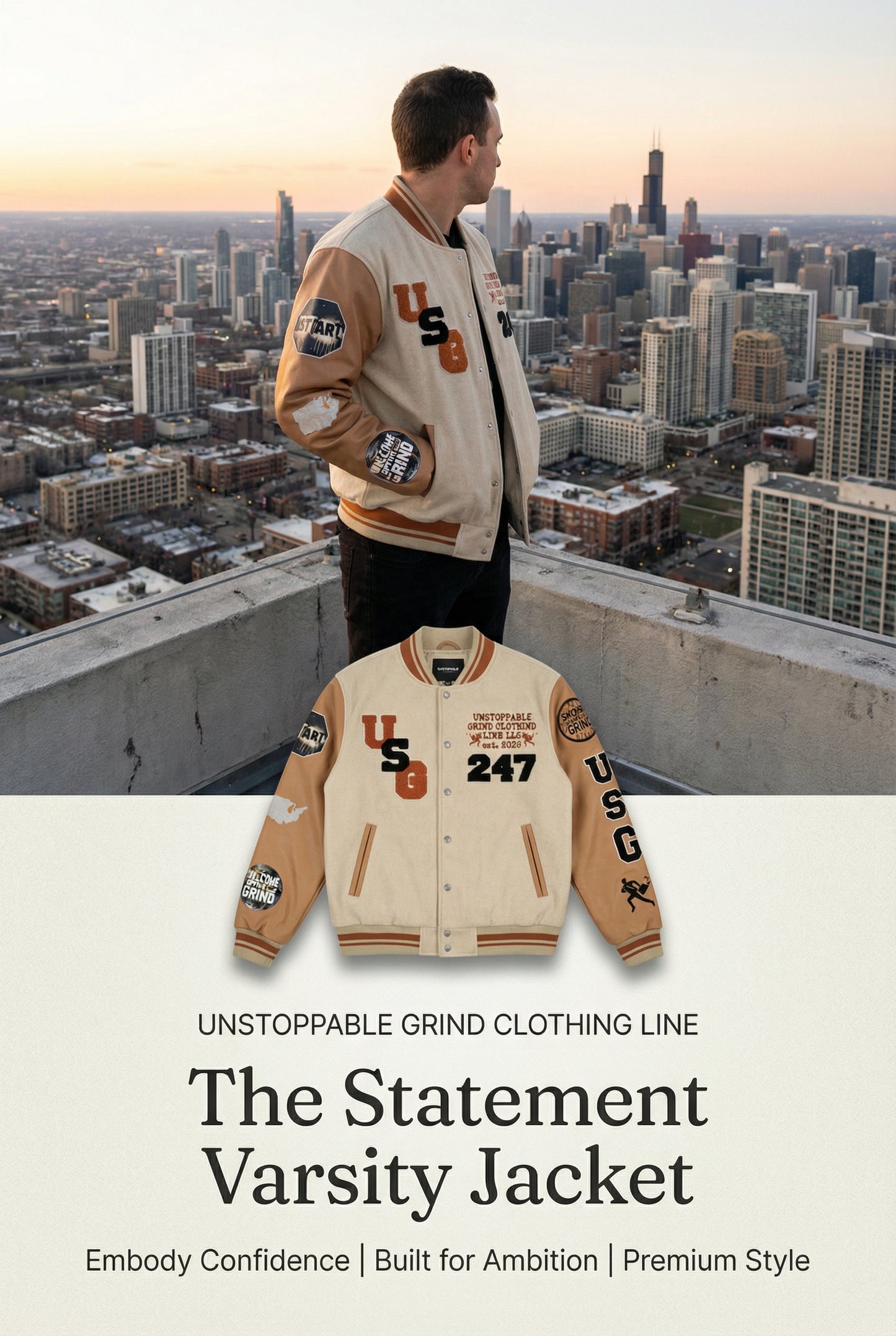 W/HEAT🌾VARSITY JACKET